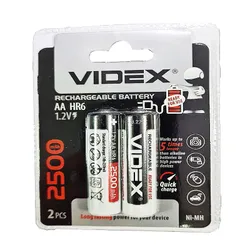 Акумулятор AA Videx 2500mAh NiMH, 1шт (блістер по 2шт) HR6