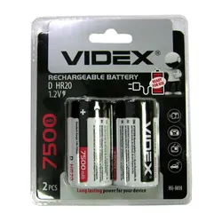 Акумулятор HR20 / D Videx  7500 mAh, NiMH, 1шт(блістер по 2шт) заряджений